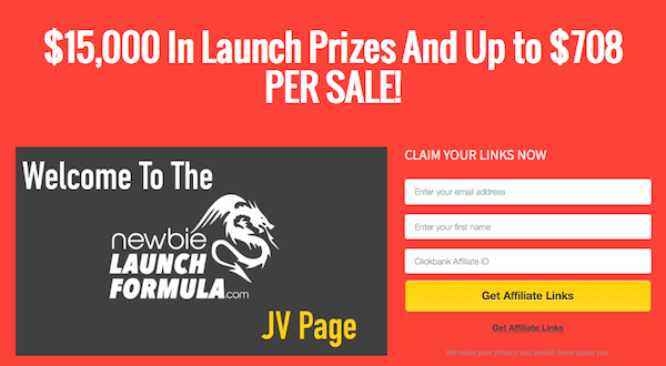 Newbie Launch Formula launch affiliate program JV invite