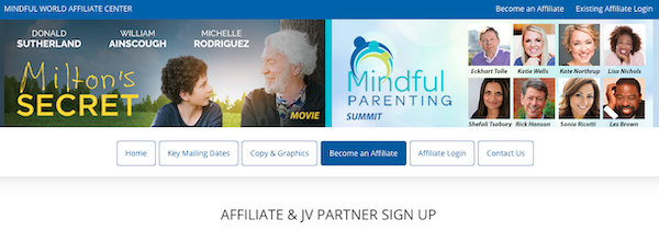 Mindful World - Milton’s Secret Movie + Parenting Summit Launch Affiliate Program JV Registration Page - Launch Day: Monday, October 26th 2020 - Wednesday, November 25th 2020