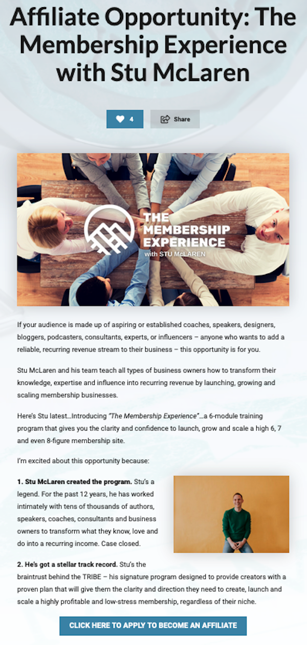 Stu McLaren - The Membership Experience Launch Affiliate Program JV Invite Page - Pre-Launch Commenced Thursday, April 14th 2022 - Launch Day Is This Coming Sunday, April 24th 2022 - Thursday, April 28th 2022 @ 11:59PM (PST) 