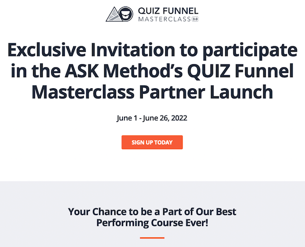 Ryan Levesque - Quiz Funnel Masterclass 3.0 Launch Affiliate Program JV Invite Page - Pre-Launch: Wednesday, June 1st 2022 - Launch Day: Monday, June 20th 2022 – Sunday, June 26th 2022