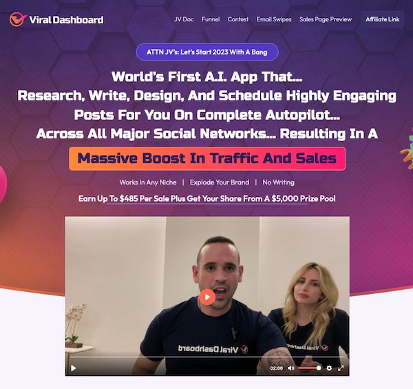 Firas Alameh + Rahul Gupta - Viral Dashboard Launch Affiliate Program JV Invite Page Launched Just This Past Sunday, February 26th 2023 - Sunday, March 5th 2023 @ 11:59PM EST Grab up to $485 Per Sale Plus Your Share of $5K in JV Prizes!