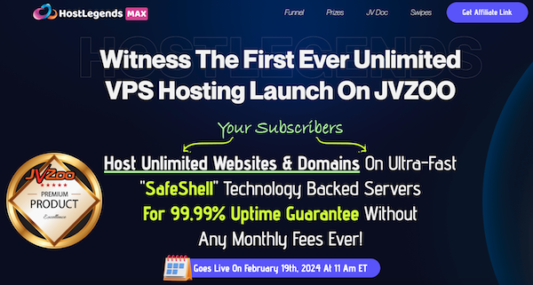 Firas Alameh + Rahul Gupta - Host Legends Max Launch Affiliate Program JV Invite Page - Pre-Launch Begins: Friday, February 16th 2024 - Launch Day: Monday, February 19th 2024 @ 10AM EST - Monday, February 26th @ 10AM EST - The First Ever Unlimited VPS Hosting Launch on JVZOO!