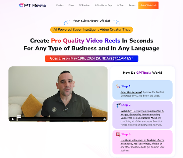 Firas Alameh + Jai Sharma - GPT Reels Launch Affiliate Program JV Invite Page Pre-Launch Commenced Friday, May 10th 2024 Launch Day: Sunday, May 19th 2024 @ 11AM EST - Sunday, May 26th @ 11:59PM EST Grab Your Share of Over $15,000 in Launch, Pre-launch Prizes & Many Surprise Contests!