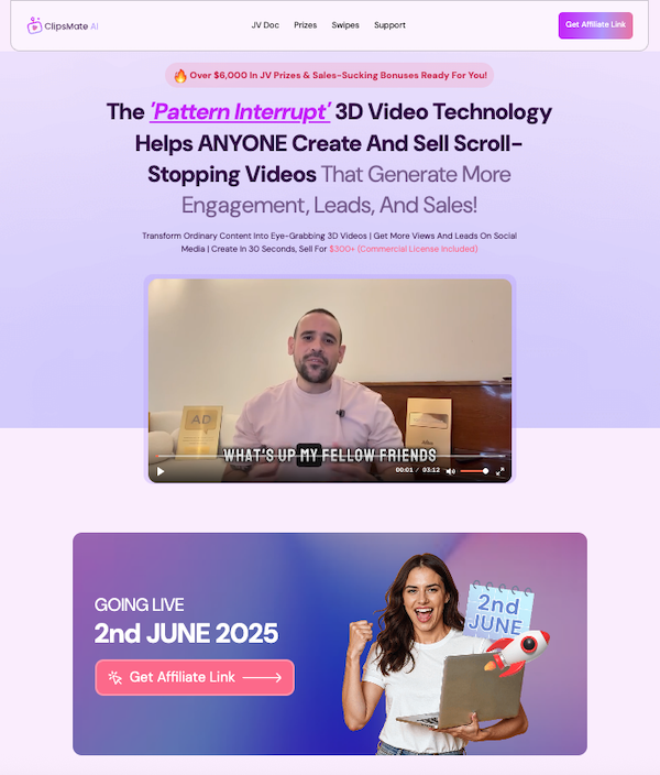 Firas Alameh + Rahul Gupta - ClipsMate AI Launch Affiliate Program JV Invite Page Launch Day: Monday, June 2nd 2025 - Sunday, June 8th 2025 Over $6,000 In JV Prizes & Sales-Sucking Bonuses Ready For You!