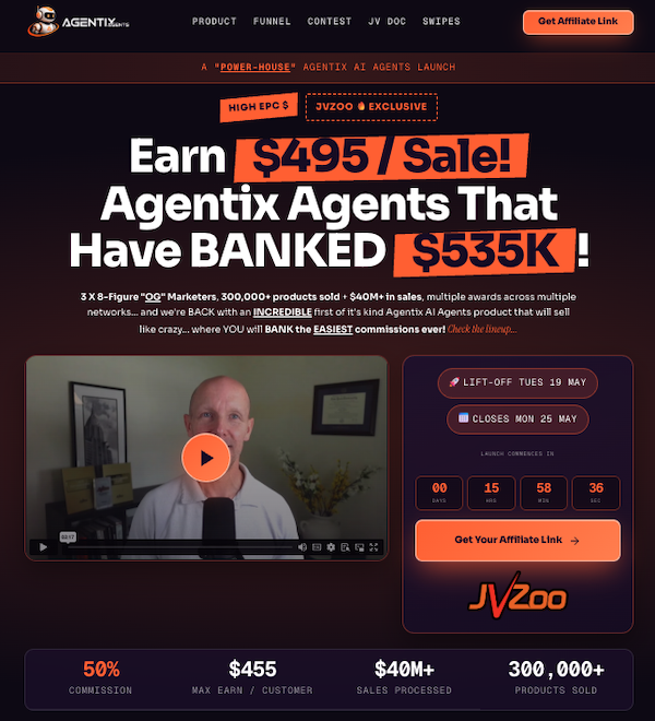 Brett Ingram, Mo Latif + Chris X - Agentix AI Agents Launch Affiliate Program JV Invite Page - Launch Day: Tuesday, May 19th 2026 - Grab up to $10K in Cash Prizes Promoting The World's First AutoGPT Autonomous Agents That Guarantee Instant Clicks, Leads and Commissions Like Never Before!