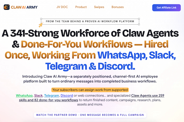 Firas Alameh + Rahul Gupta - ClawAI Army Launch Affiliate Program JV Invite Page - Launch Day: Thursday, August 13th 2026 - Thursday, August 20th 2026 - FE Commission 50% · OTO Commission ... 50% Across the Funnel!